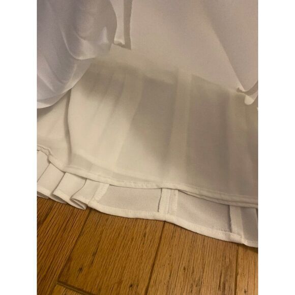 Zara Womens White Pleated Short Sleeve Mini Dress With Back Zipper Closure sz xs - Picture 4 of 9